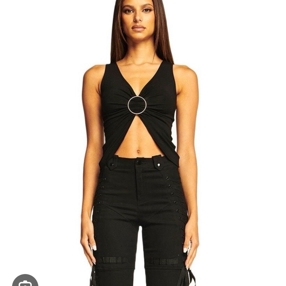 IAMGIA Jamelia Black Ring Detail Women's Top